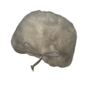 Vintage khaki sheared mink hat small excellent condition